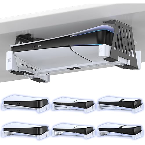 Kytok PS 5 Under Desk Mount for All PS-5 Models Disc & Digital Version, Metal PS-5 Desk Holder with Hidden Design, PS 5 Bracket Compatible with Play Station 5/Slim/Pro Console
