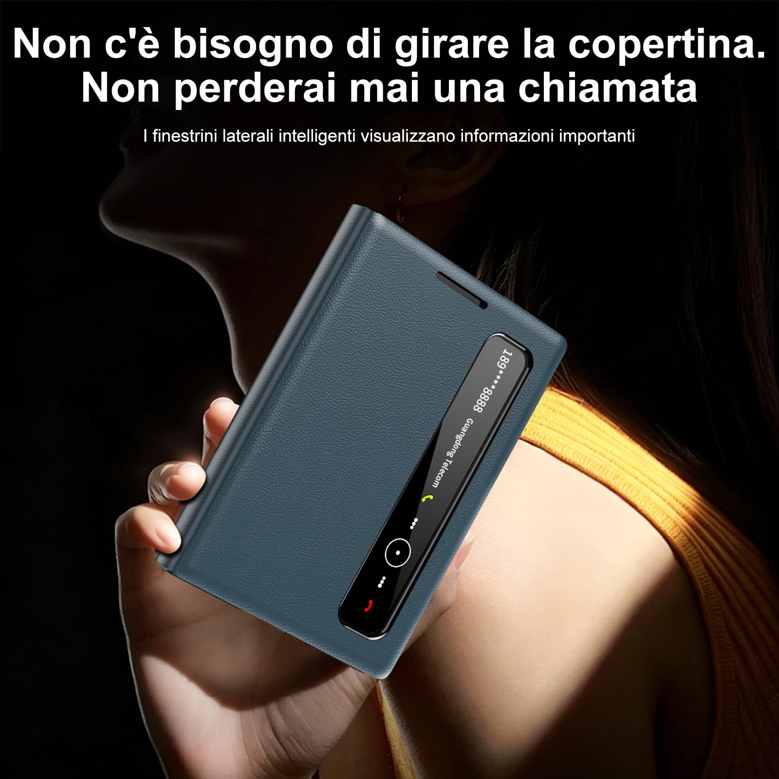 Cover per Samsung Galaxy Z Fold 8, Custodia a Libro con Finestra Smart