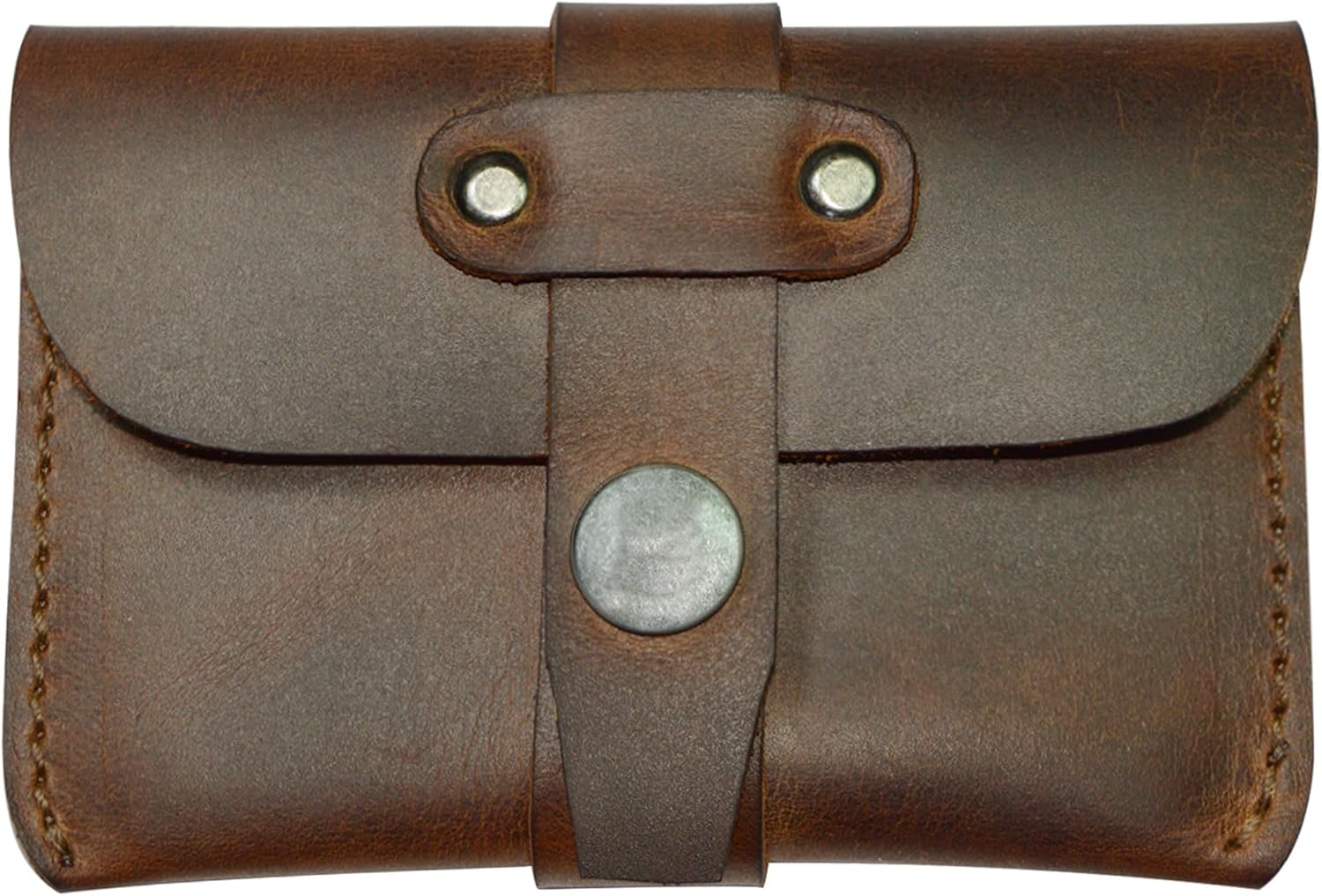 Hide & Drink, Leather Card Holder - Minimalist Front Pocket Wallet, Handmade :: Bourbon Brown