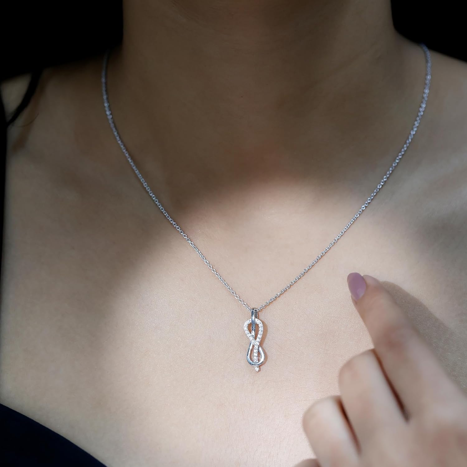 Certified Moissanite Infinity Necklace With Silver Chain, D-Vs1 Quality, Moissanite Knot Pendant - Unique Gift For Women - Image 3