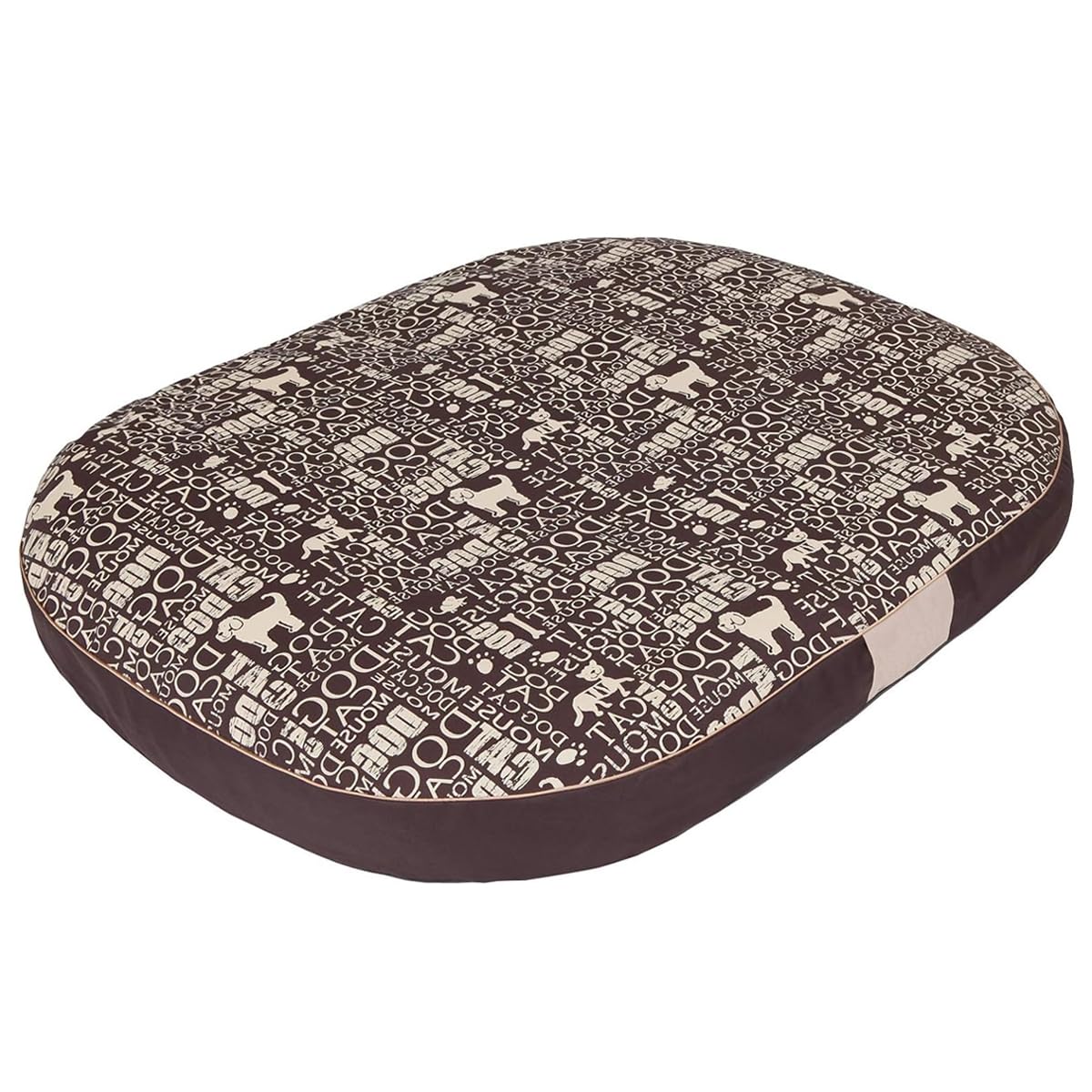 OVAL Hundematratze, Hundebett für Kleine, Mittlere, Große Hunde - Robustes, wasserdichtes Hundekissen, kuscheliges Schaum Tierbett, Outdoor & waschbar - 108x85x15cm Braun mit Muster