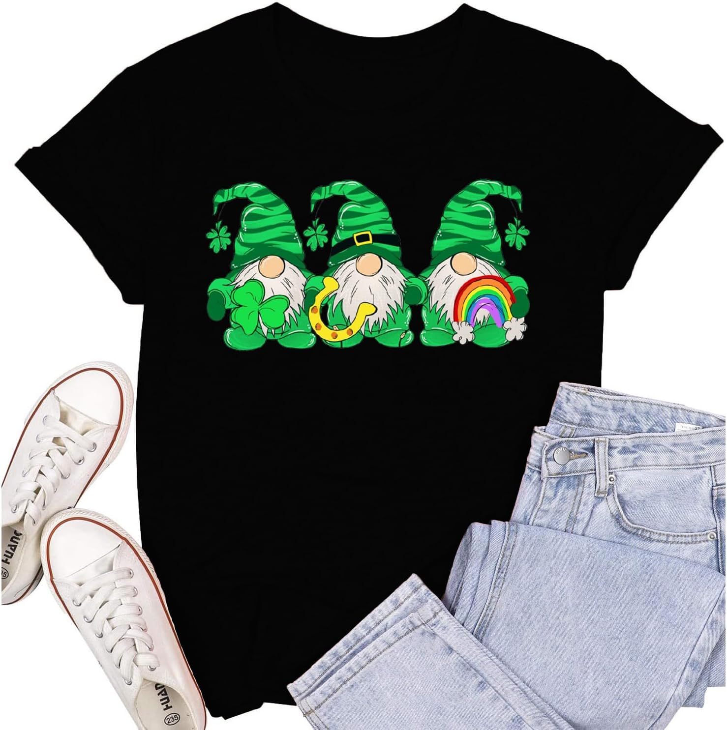 Womens St Patricks Day Shirt Lucky Shamrock Paddy's Day T-Shirt