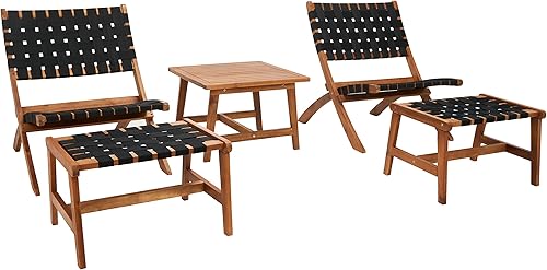 Miniatura 3 de SAFAVIEH Outdoor Collection Darryl - Juego de 5 piezas para patio tejido naturalnegro