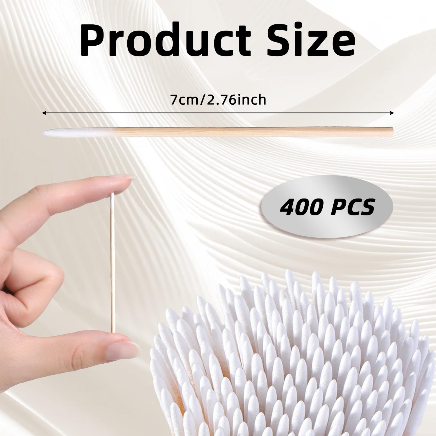 400 Piezas Bastoncillos de Algodón de Punta Fina, Palitos de Madera para Maquillaje, Tatuaje de Cejas, Nail Art y Limpieza de Ranuras
