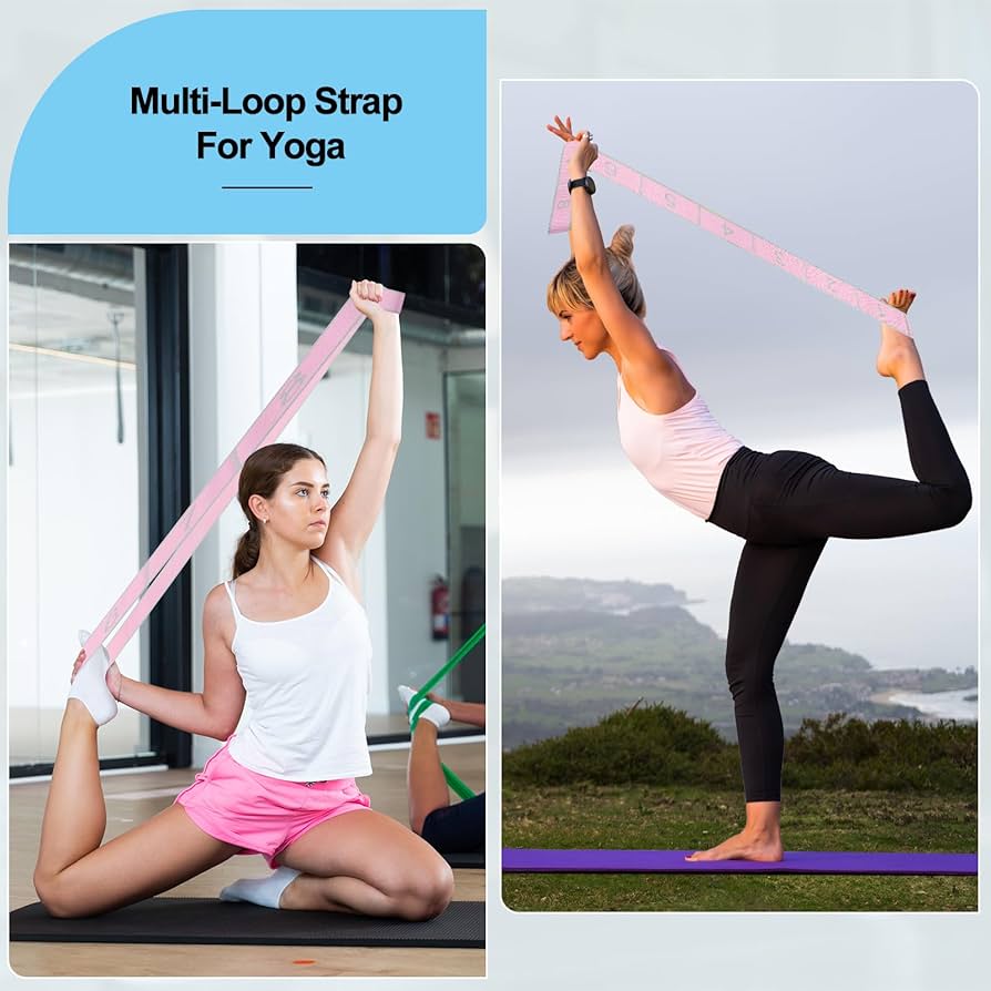 2Pcs Stretching Strap For Kids,Yoga Straps With 8Loops For Stretching