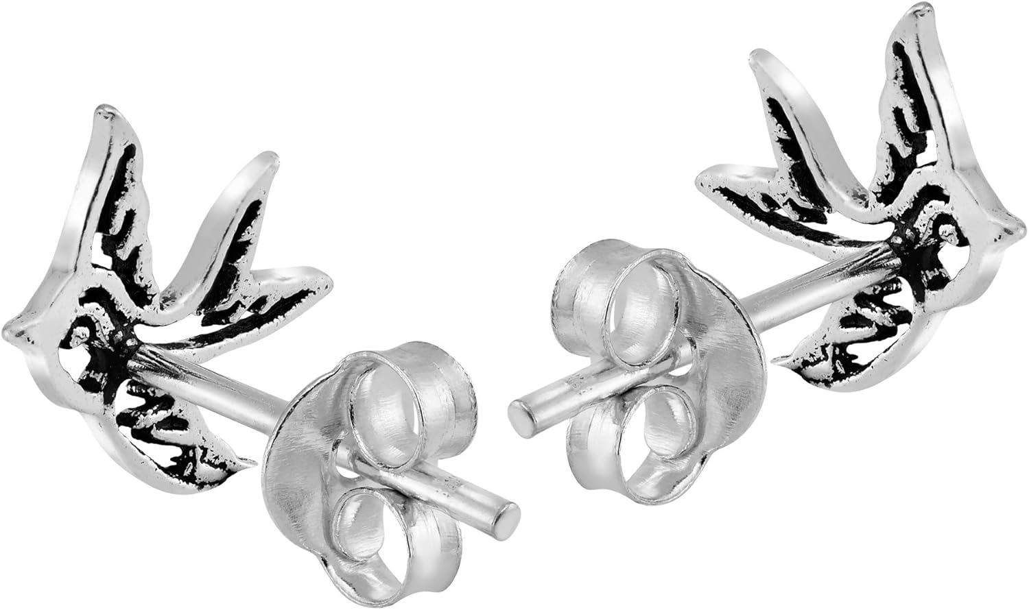 AeraVida Brave and Free Swallow Bird .925 Sterling Silver Stud Earrings | Adorable Sterling Silver Stud Earring for women | Bird Stud Earrings - Image 3