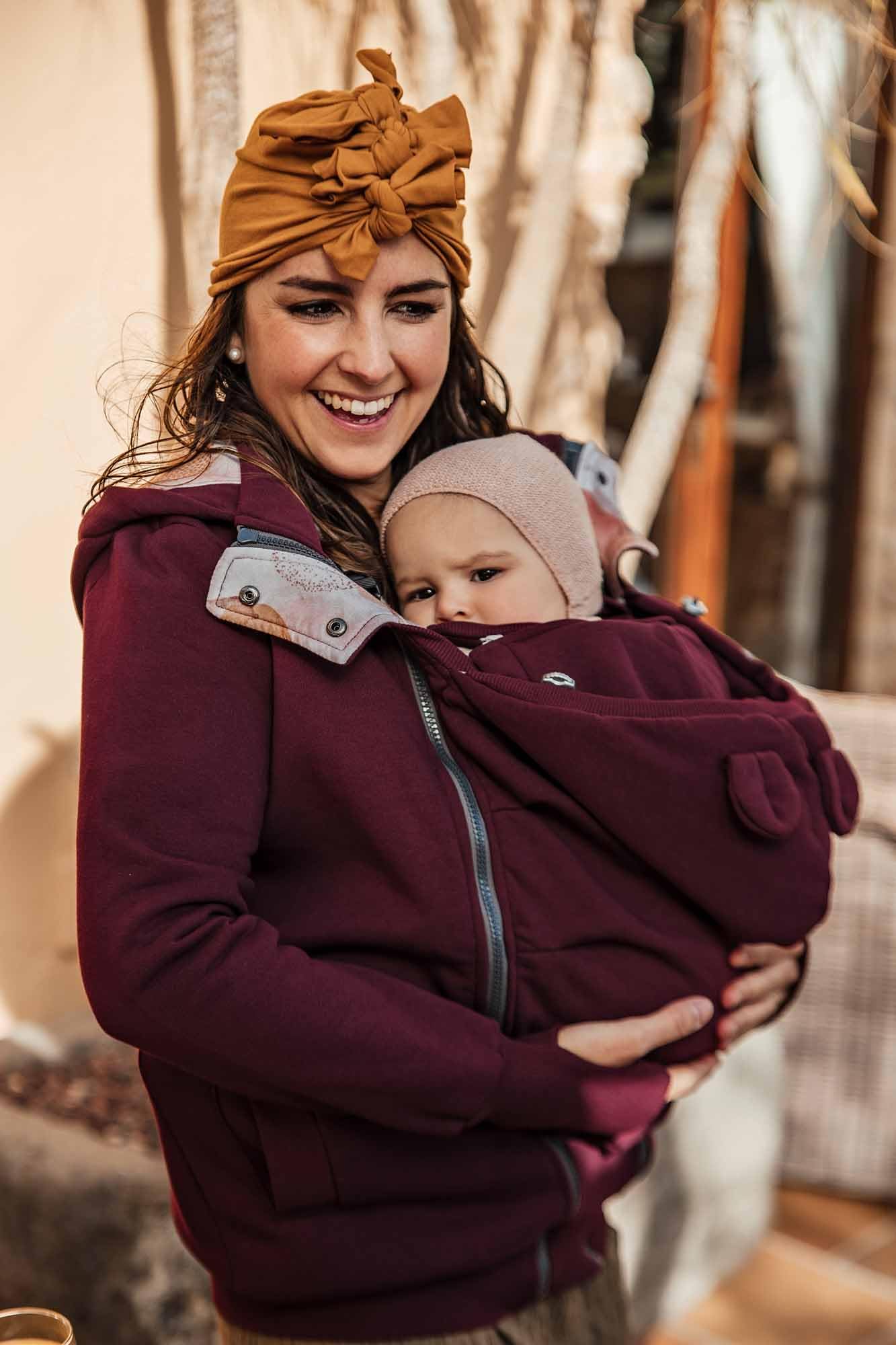 fun2bemum Pola 4in1 Baby Tragejacke für Mama Känguru Kapuze VORNE/HINTEN