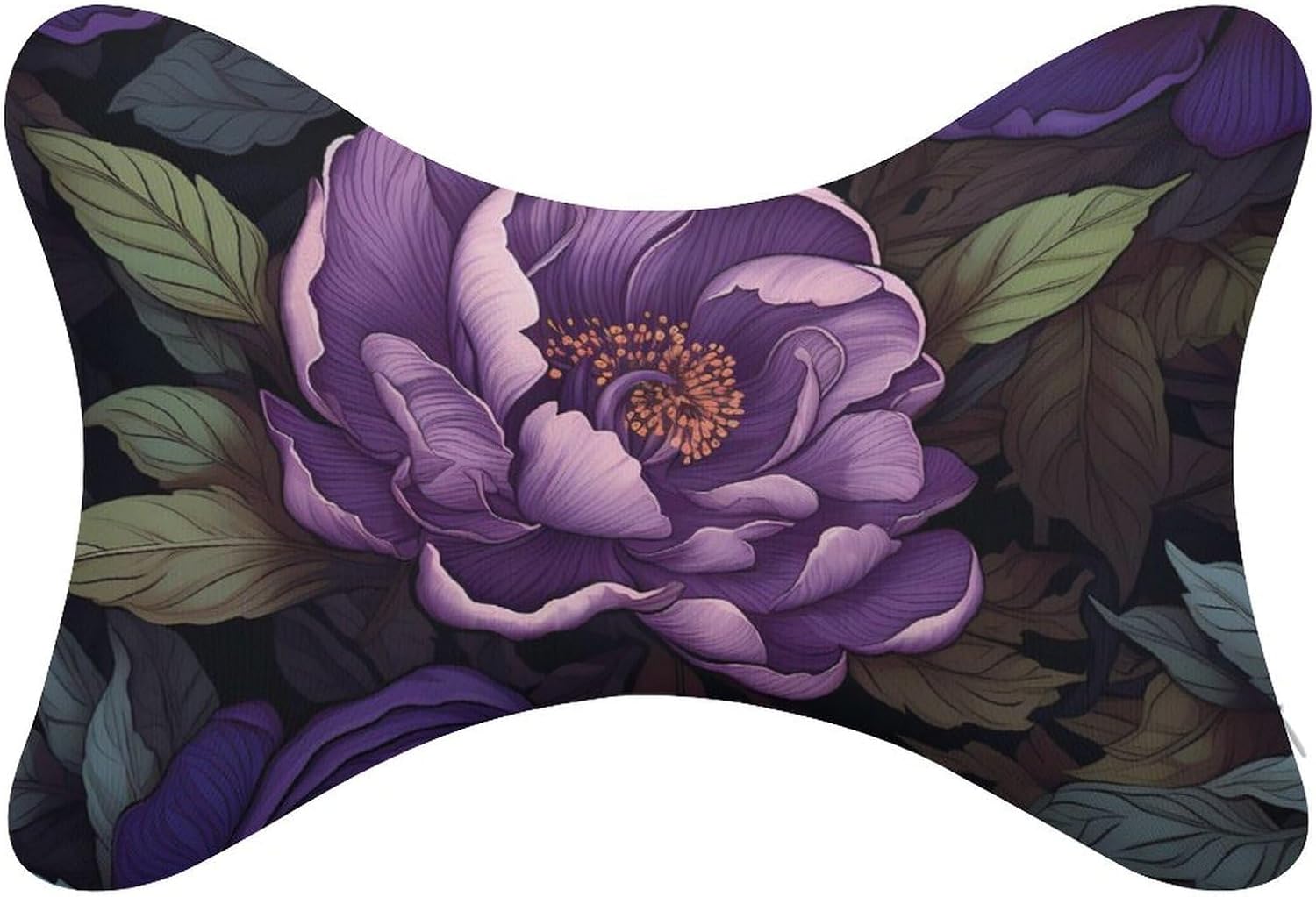 Purple Peony Floral 2 Pack Car Neck Pillow Car Headrest Soft Car Pillow for Most Cars