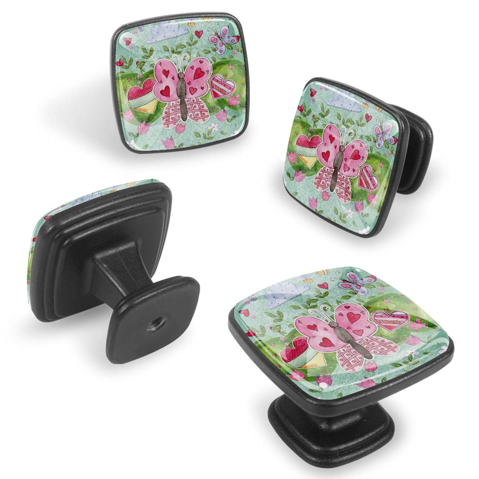 Boutons pour armoires et tiroirs motif fleur cœur : lot de 12 pièces décoratives style printemps