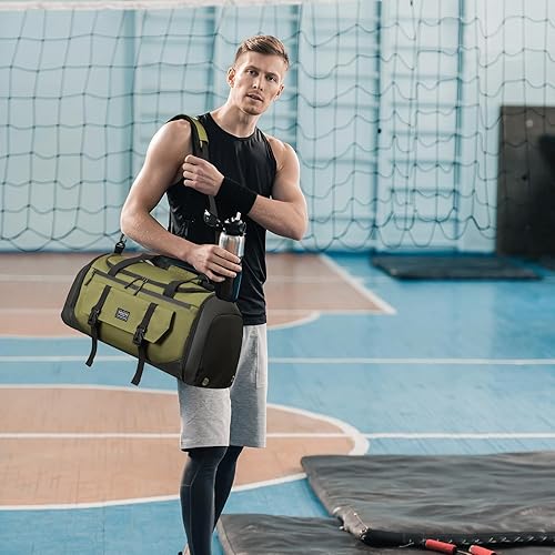 Miniatura 6 de Bolsas de gimnasio para hombres y mujeres con compartimento para zapatos y bolsa deportiva de bolsillo húmedo, A-TG-002-Verde