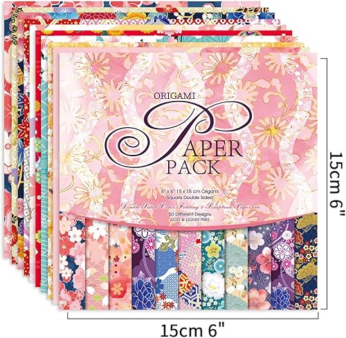 Miniatura 10 de Juego de 10 paquetes diferentes de papel de origami de 6 pulgadas, cuadrados, de doble cara, colores vivos, creación, fácil de plegar, manualidades,