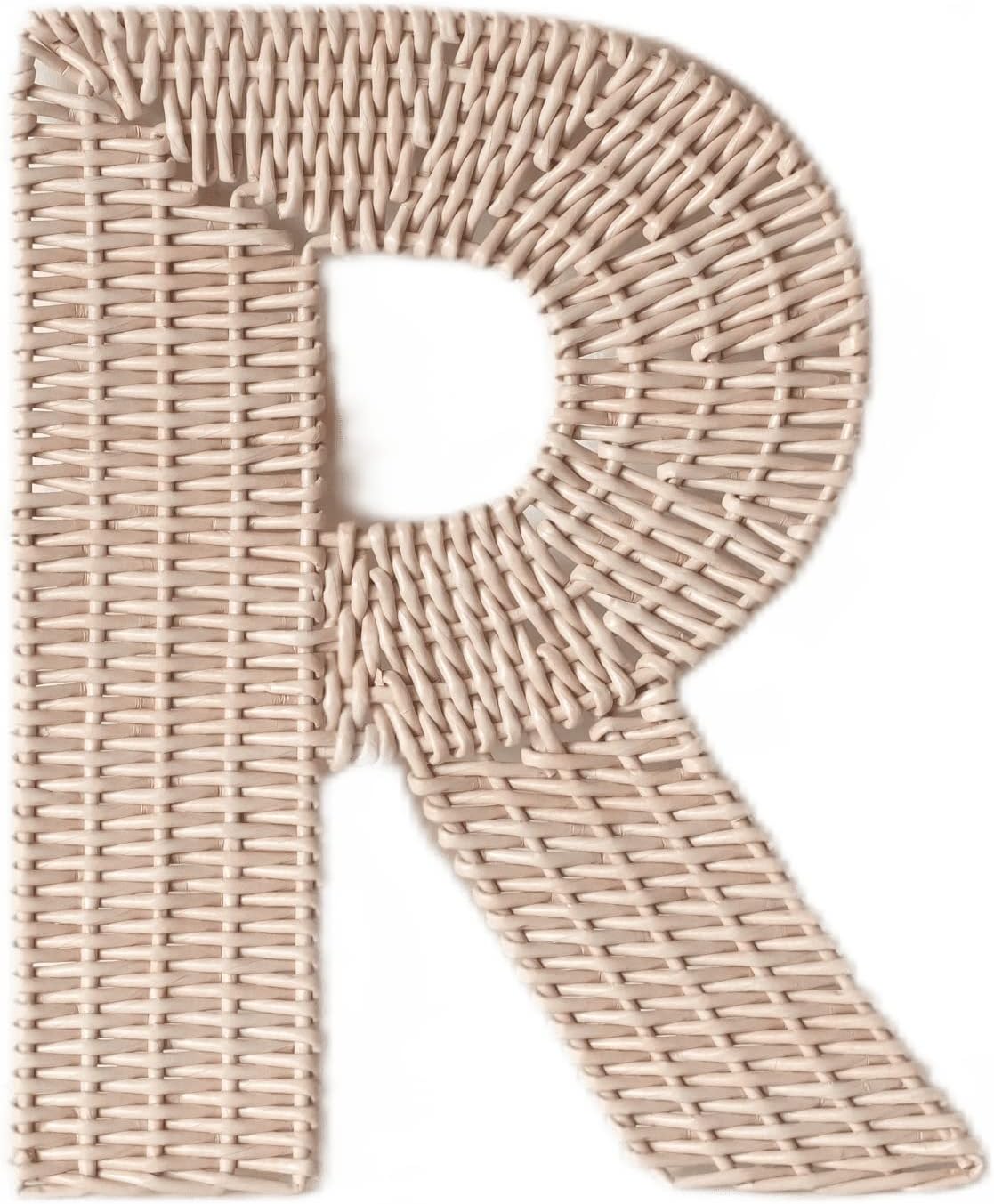 Wicker letter of baby name, wall hanging initial decor, 11 in (Beige)