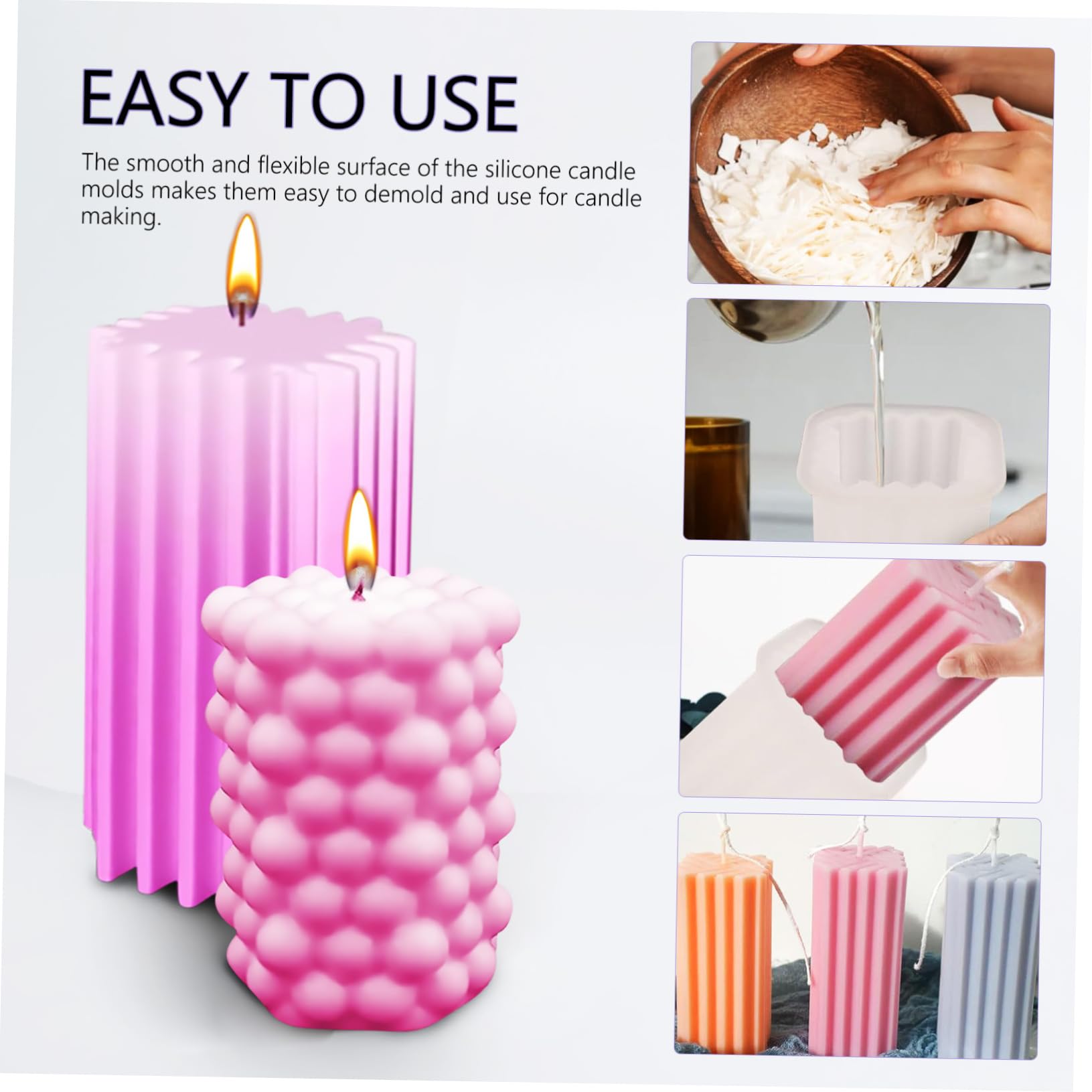 NUOBESTY 20pezzi Stampo Per Candele Silicone Kit Per Creazione Candele Flessibili e Riutilizzabili Mould Pilastro Con Superficie Liscia e Facile Da Rimuovere