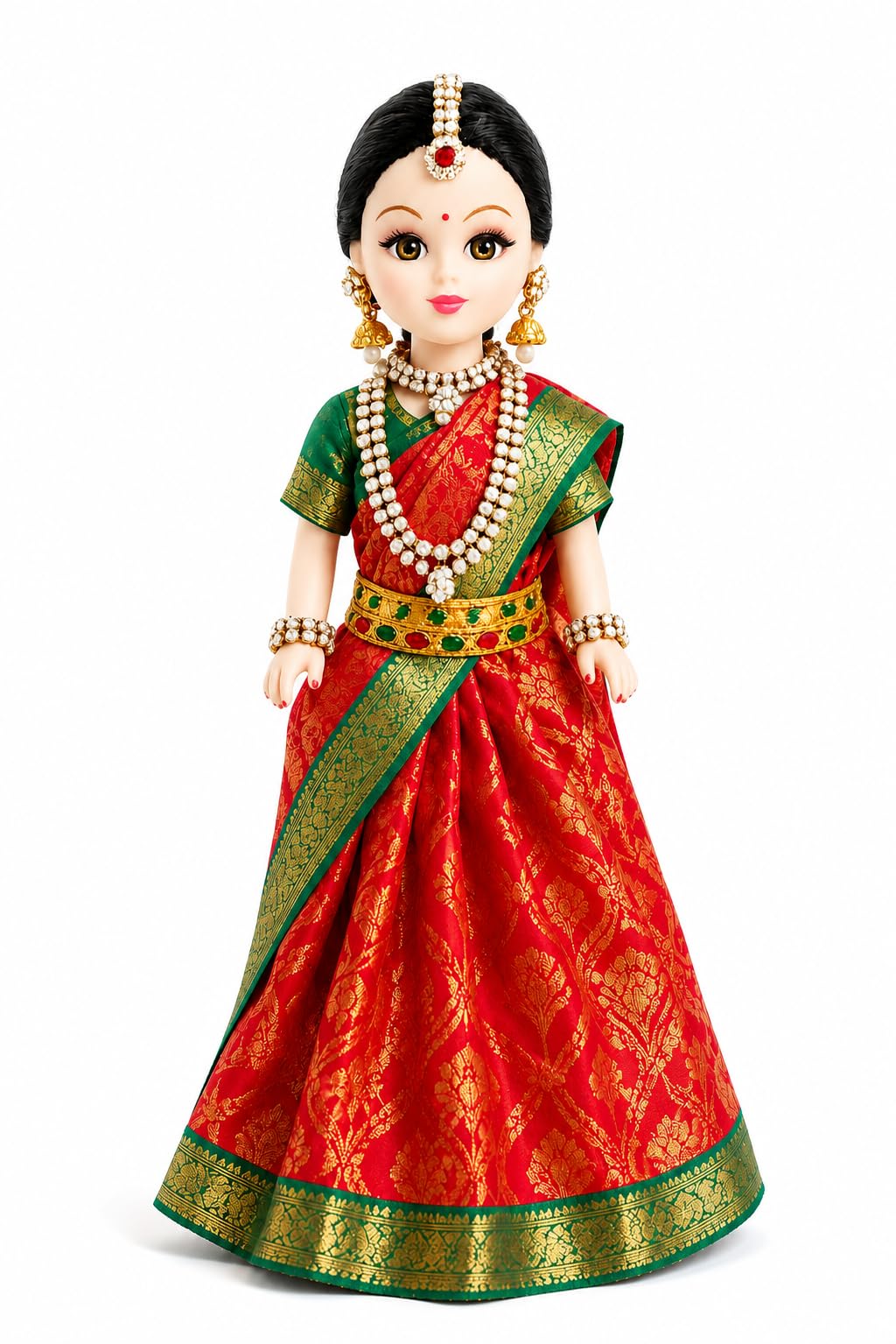 Traditional Indian Wedding Couple Dolls Set – Decorative Ethnic Bridal & Groom Showpiece for Home Décor, Return Gifts, Festivals & Wedding Decoration(Colors May Vary) (6inch Bride)-image-1