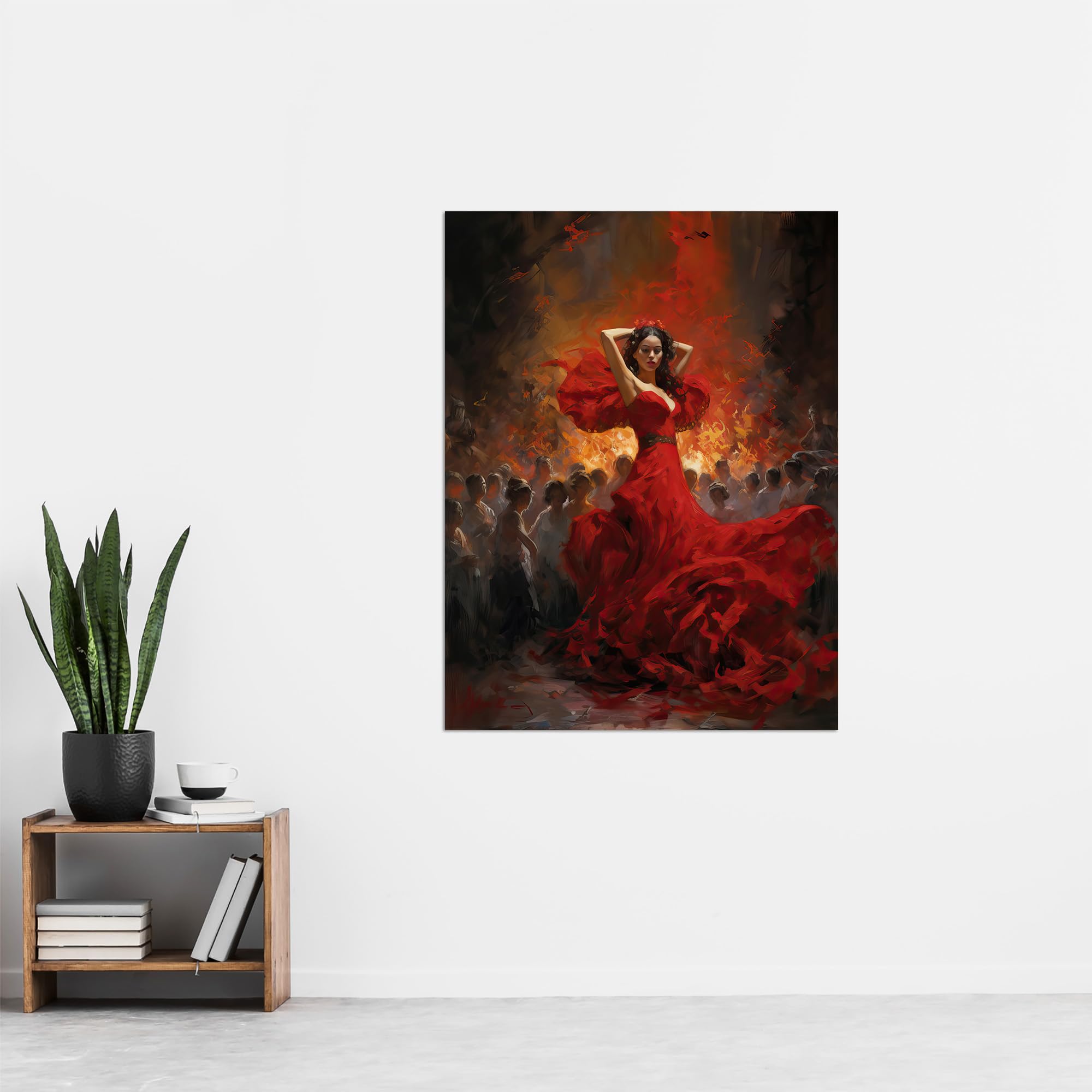 Amazon.com: Artery8 Carmen Dancing Oil Painting Fiery Gypsy Seductive Dance  In Red Dress Extra Large XL Wall Art Poster Print: Posters & Prints