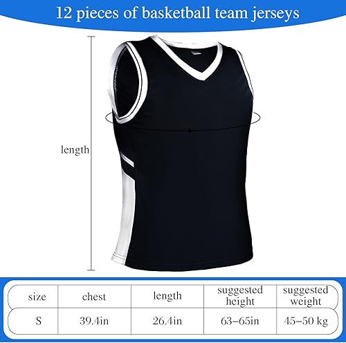 Miniatura 3 de Sintege 12 piezas de camisetas de baloncesto para jóvenes y niños, camisetas de práctica de baloncesto en blanco, uniformes de equipo deportivo