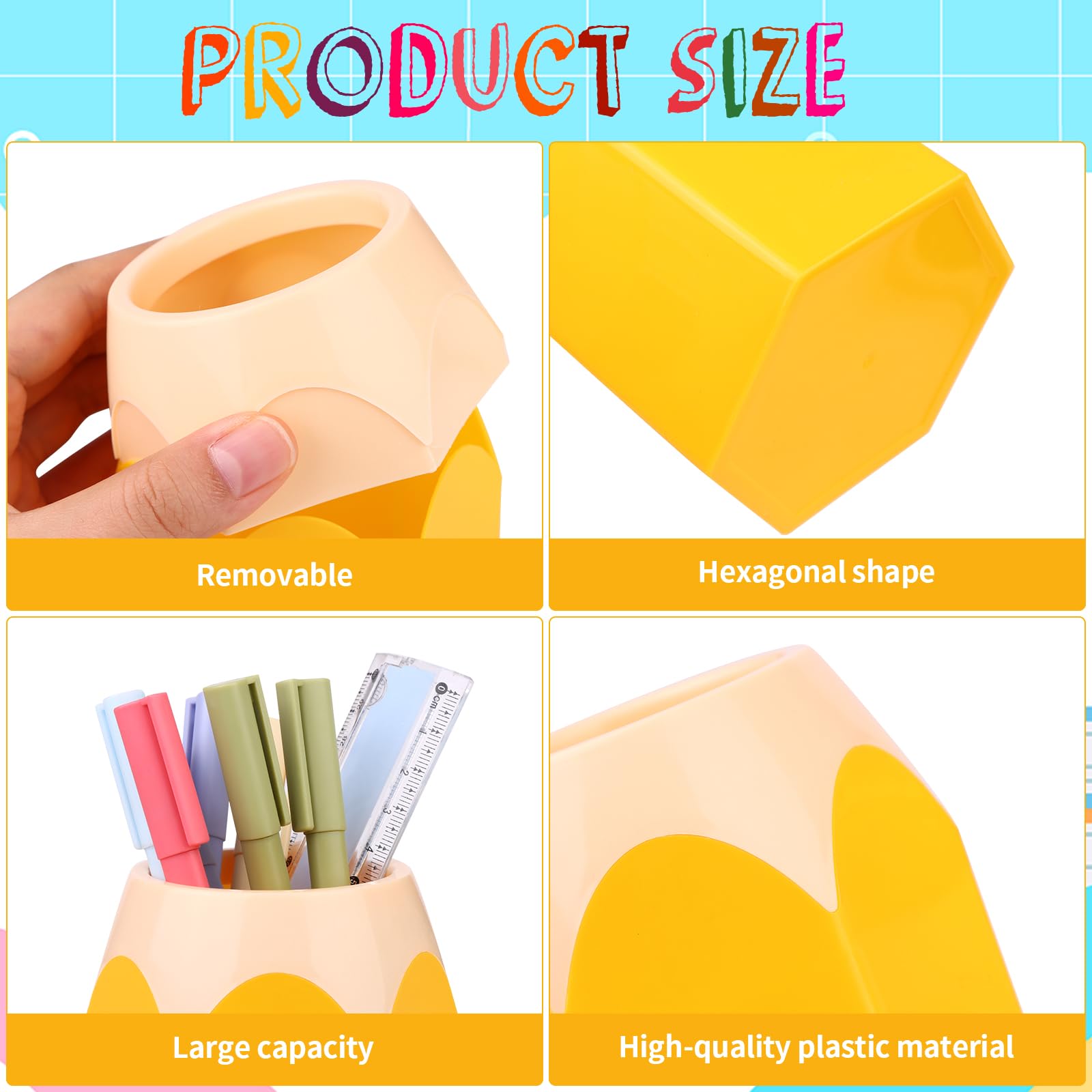 12 soportes para bolígrafos con forma de lápiz, organizador de almacenamiento de lápices, bonito soporte de plástico para escritorio, taza de bolígrafos, jarrón colorido, recipiente para
