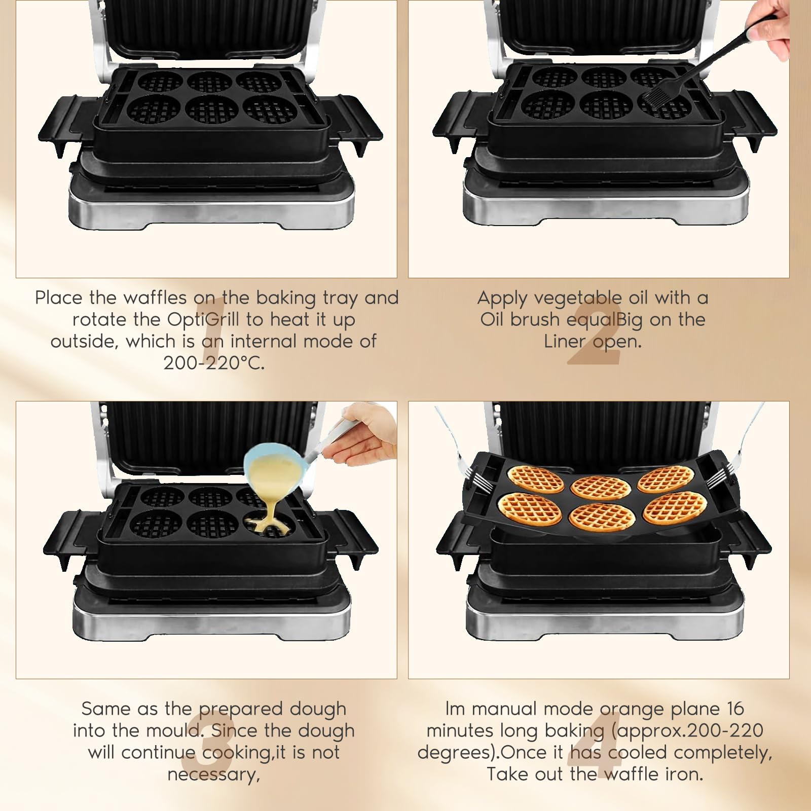 Insert Gaufres Silicone Pour Tefal OptiGrill XL - Compatible 4 En 1 XL, 2 En 1 XL, Elite XL...