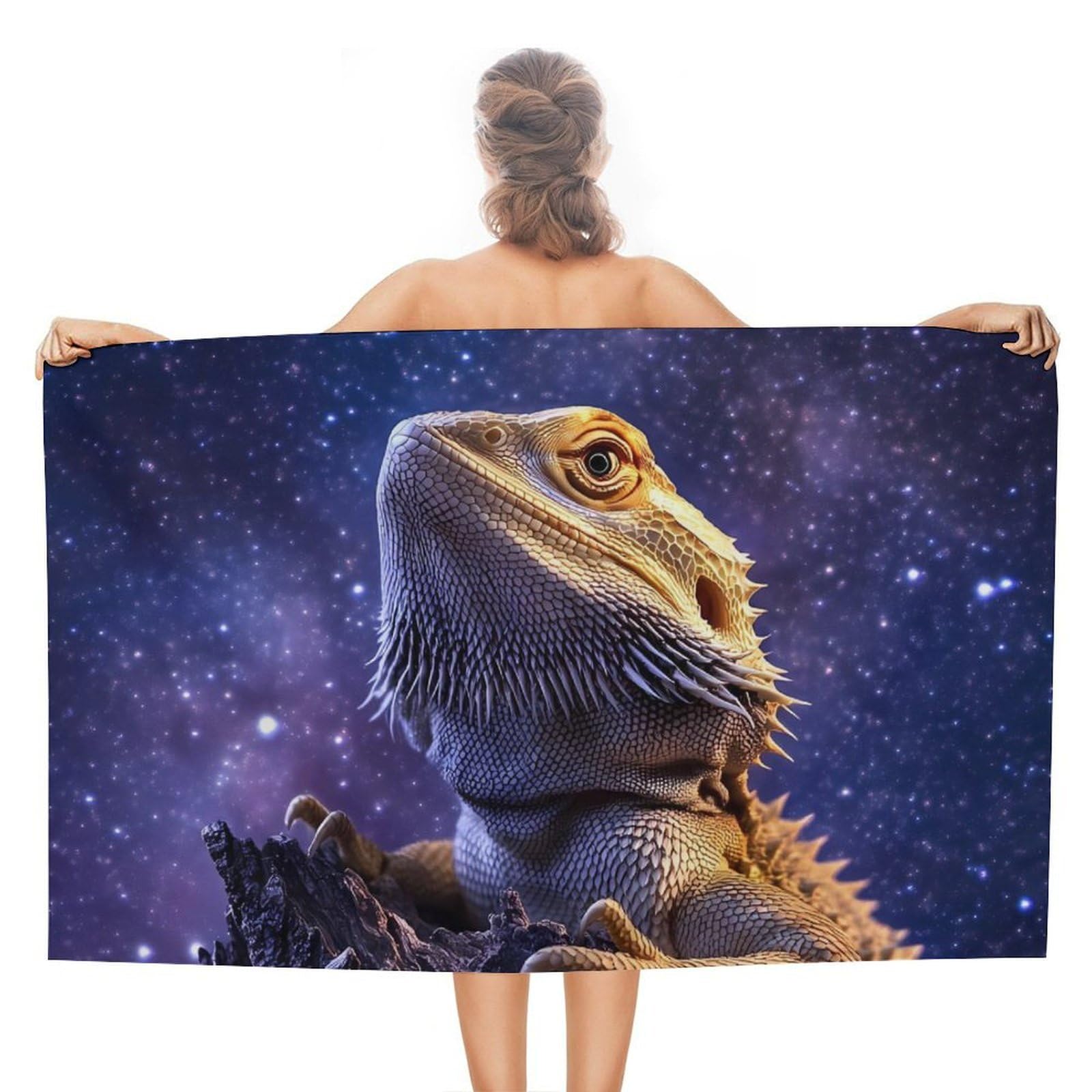 CGSBNGHA Bearded Dragon Beach Towels Soft Bathroom Bath Pool Swim Towels for Women Men