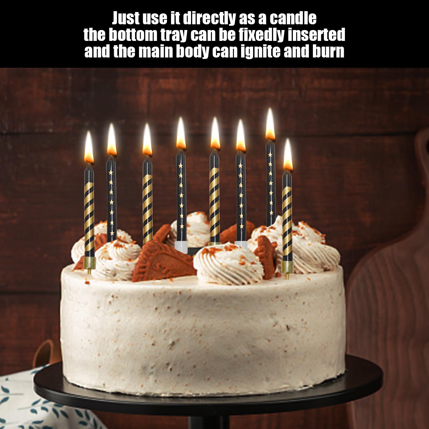 36 Candeline Di Compleanno A Strisce Oro E Nero – Candele Per Torte In Paraffina, Lunghe 7,1 Cm - 4