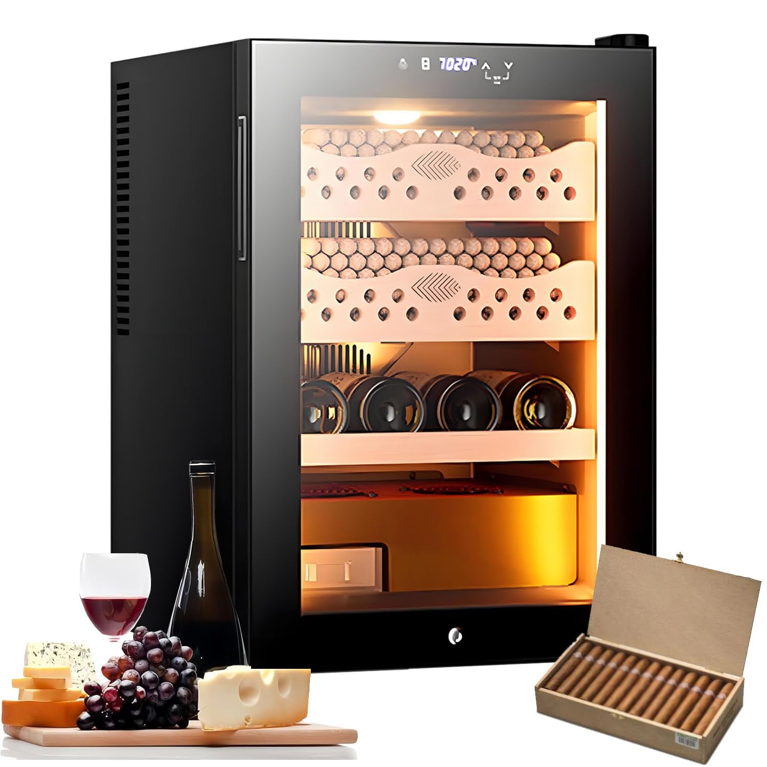 Elektrischer Zigarrenhumidor, Humidore, Zigarrenschrank, 200–300 Stück, Humidorschrank Mit Kühlung, Heizung Und Feuchtigkeitskontrolle, Für Männer, Väter Und Ehemänner, Zigarrenschrank Ciger+Wine