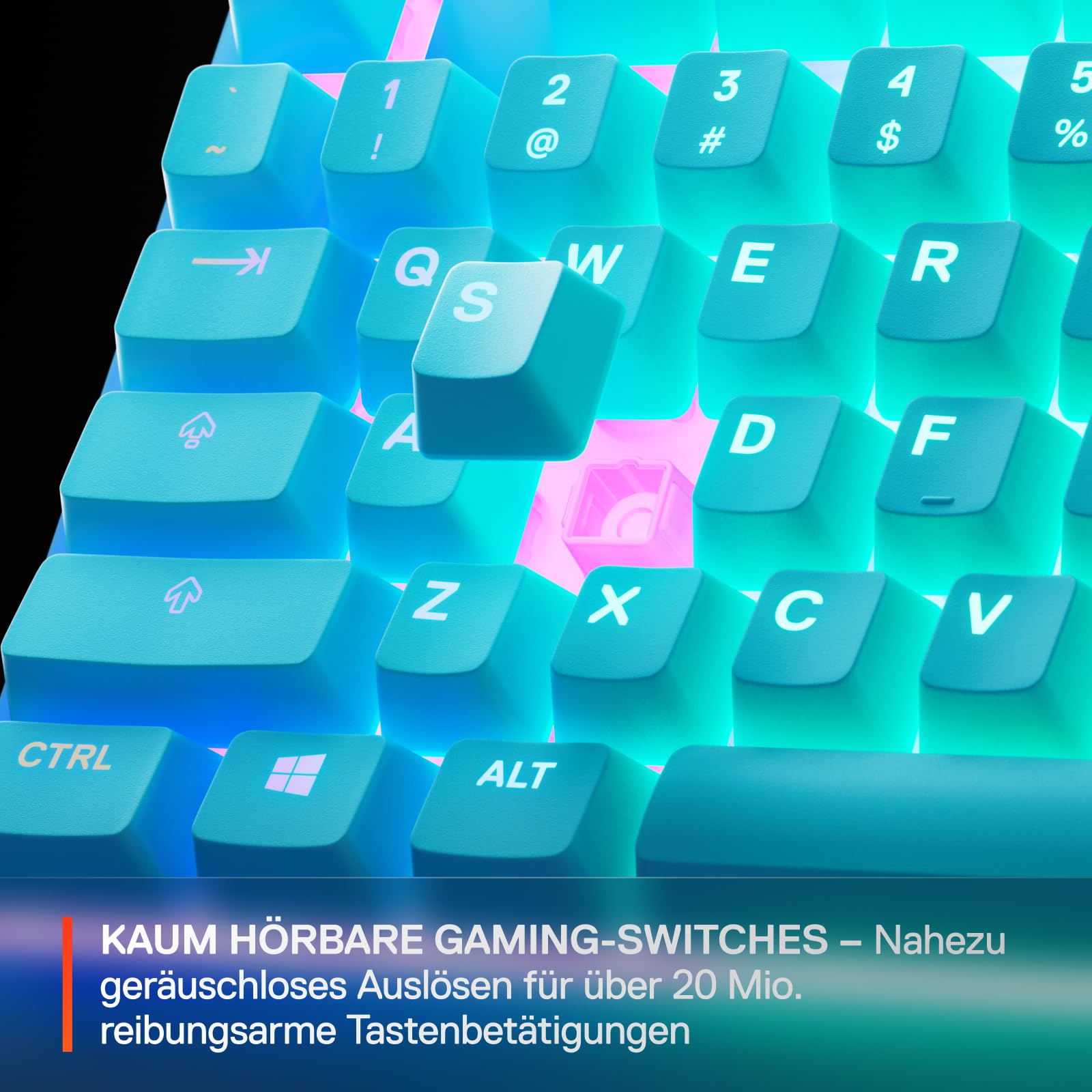 SteelSeries Apex 3 TKL Aqua RGB Gaming-Tastatur – Kompakter Tenkeyless-Formfaktor – 8-Zonen-RGB-Beleuchtung – Wasser- und Staubresistenz – Flüsterleise Gaming-Switches - DE Layout QWERTZ – Bild 5