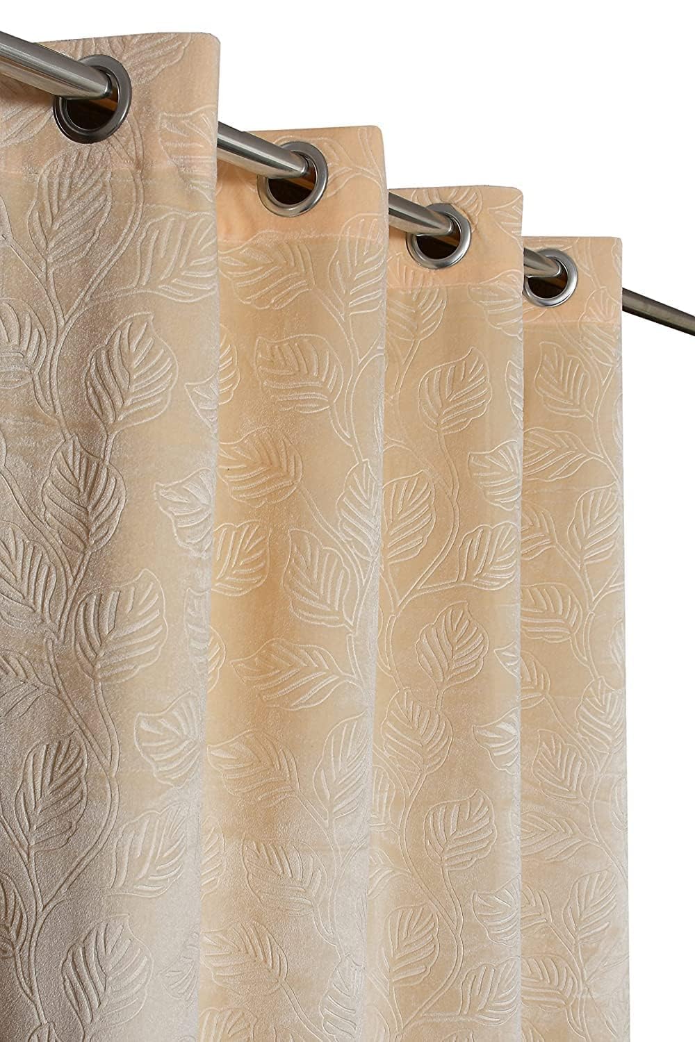 Leaf Pattern Blackout Curtain Panel, Grommet Top, Dark Brown, Single Panel 4 * 7 feet (Beige, Door)-image-11