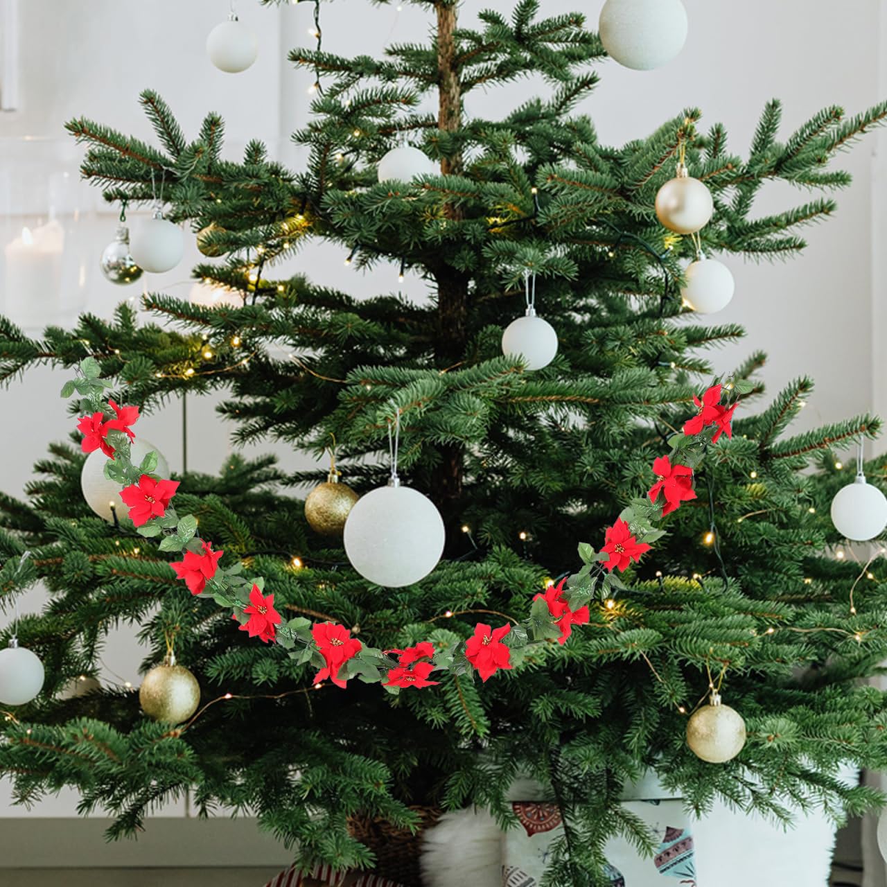 BESPORTBLE Canna di Natale Artificiales para Tavolo Camino Fiori Artificiali per Esterni 1pz Ghirlanda di Natale Ghirlanda di Natale Stella di Natale Ghirlanda Decorativa Prop
