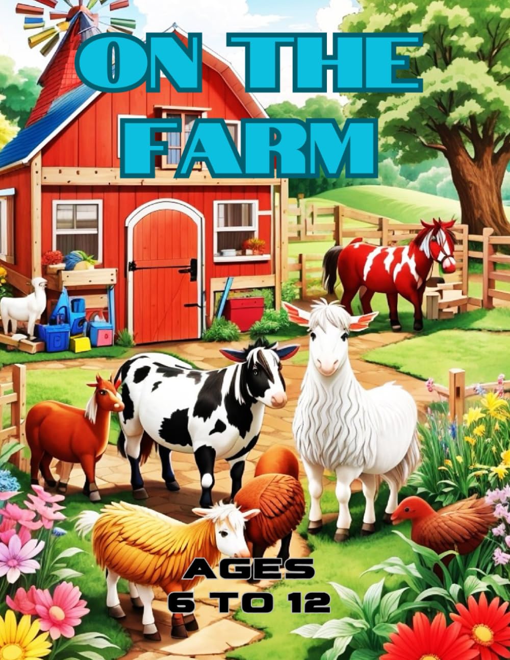 ON THE FARM COLOURING BOOK 6 to 12 yrs.: A Super Fun Childrens Activity Book Full Of Farming and Farmyard Scenes.