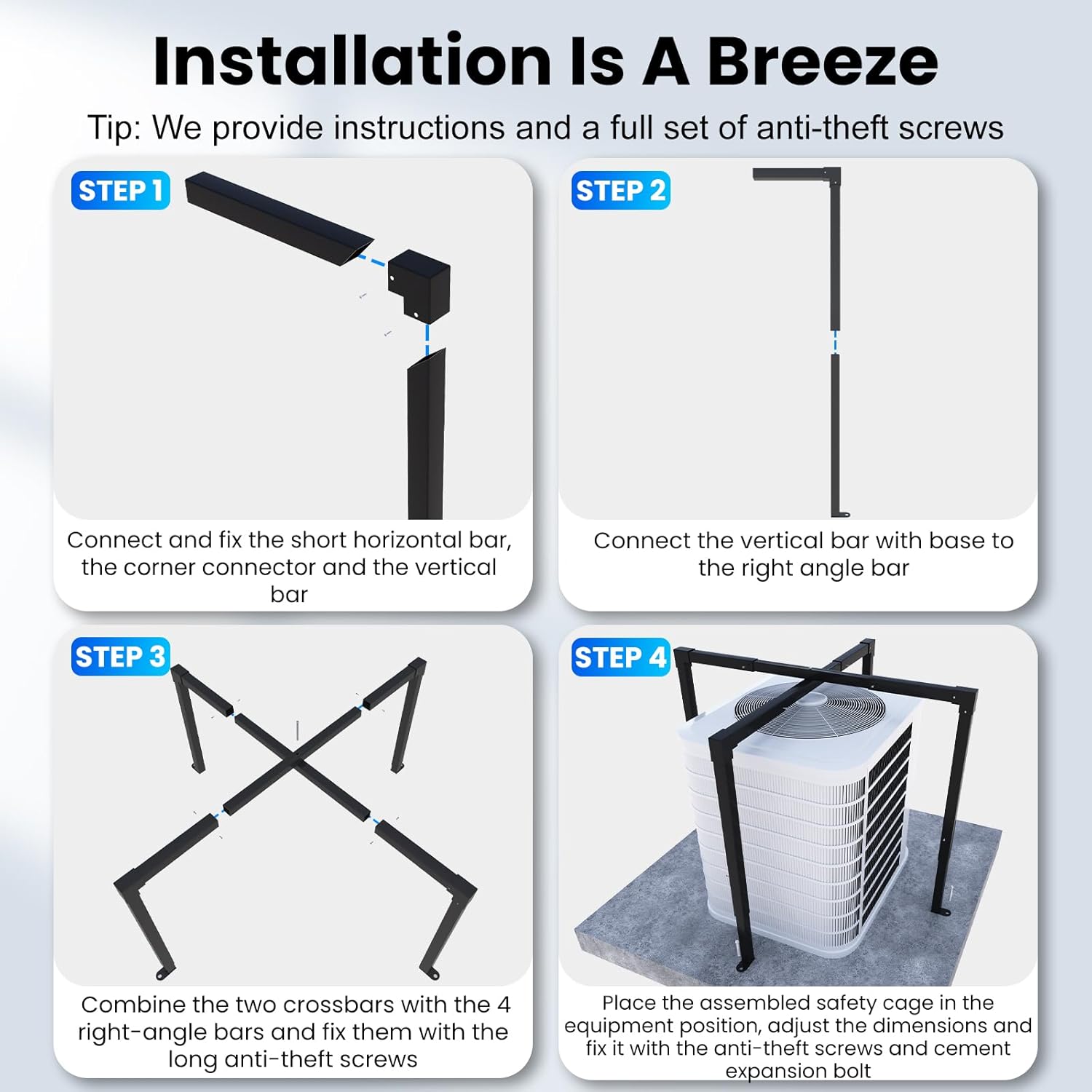 Ac Security Cage, Adjustable Size Air Conditioner Security C...