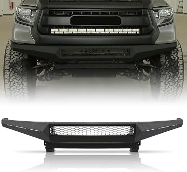 Front Bumper fit for Toyota Tundra 2014-2021 | Full-width off-road front bumper with sensor holes, corner lights, and heavy-duty carbon steel construction