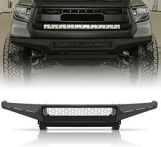 Off Road Front Bumper Fit for Toyota Tundra 2014-2021 Full Width Front Bumper W/Sensor Holes Corner Lights Heavy Duty Carbon Steel Powder Coated Black
