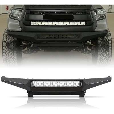 Front Bumper fit for Toyota Tundra 2014-2021 | Full-width off-road front bumper with sensor holes, corner lights, and heavy-duty carbon steel construction