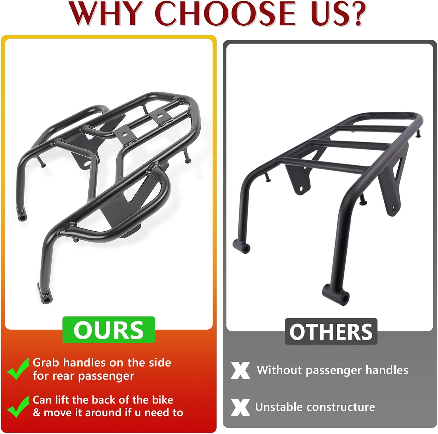 Rear Cargo Luggage for KLX230 KLX 230 S 2019-2025, Rear Pannier Rack with Grab Rail Replacement Accessories