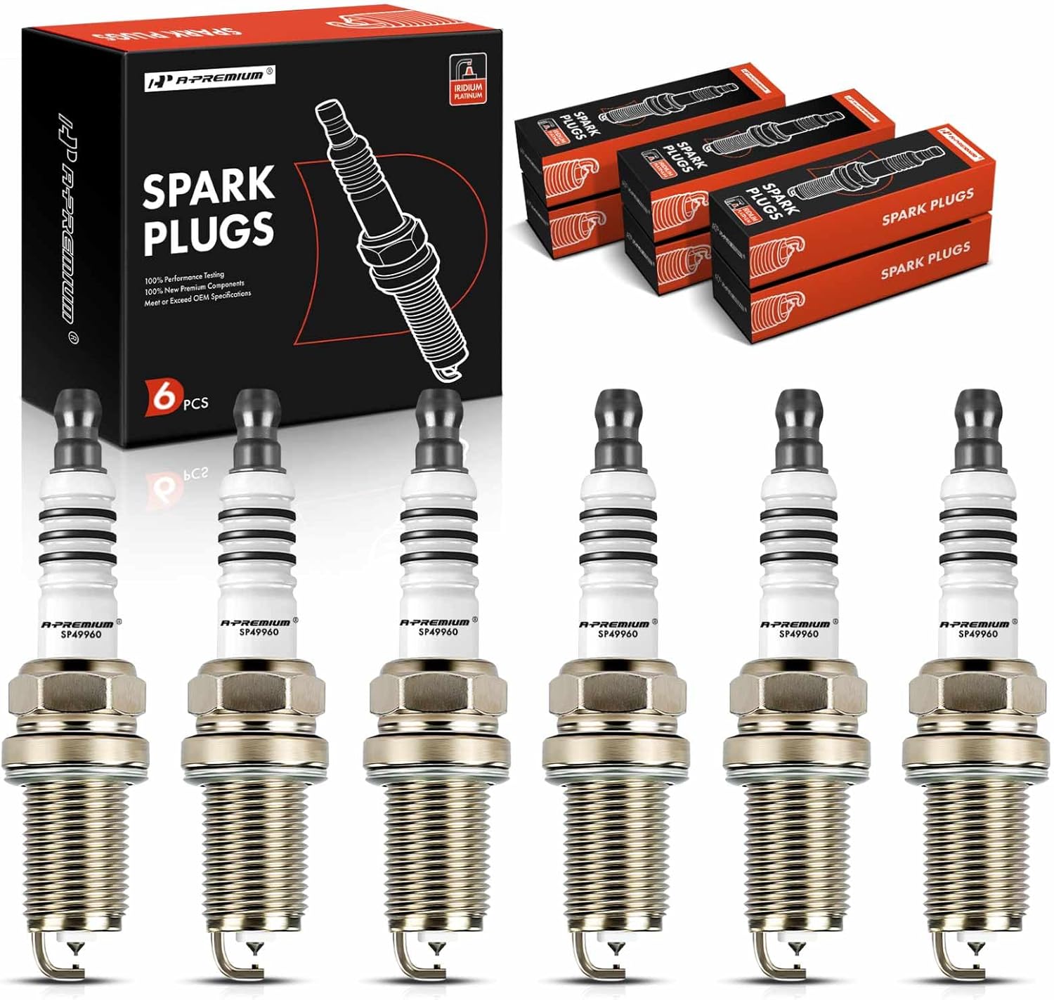 A-Premium Iridium & Platinum Spark Plugs Compatible with Lexus GS300 1994-1997, SC300 1992-1992/1994-1998 & Toyota Supra 1993-1997, 3.0L, Pack of 6