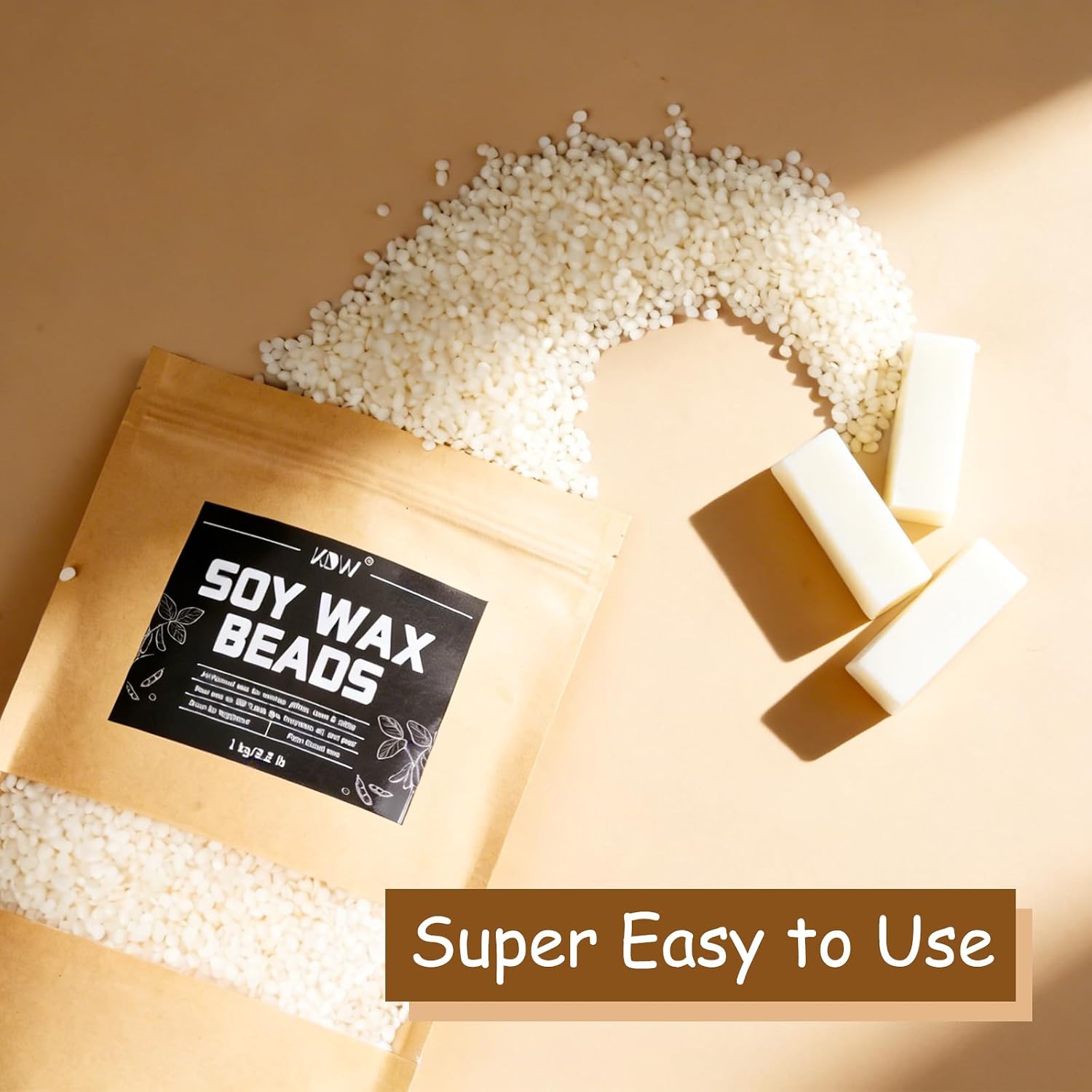 KDW Soy Wax Beads for Candle Making 2.2lb Bag Soy & White Beeswax Blend | Sculpture Wax Beads: Soy & Beeswax, Beginner-Friendly, Clean Long Burn for Intricate DIY Candles
