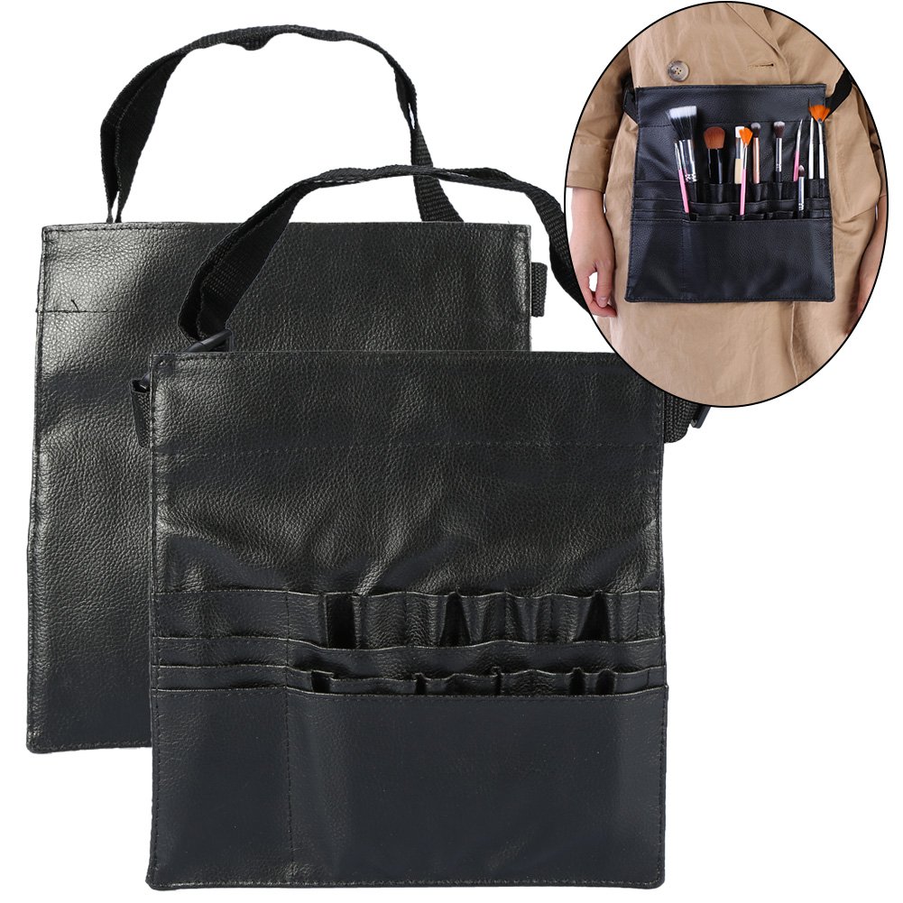 Borsa per pennelli per trucco, custodia professionale per pennelli per trucco cosmetico in PU nero