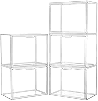 LXLXXL Acrylic Display Case - Clear Stackable Storage Bins with Magnetic Lid for Collectibles, Cosmetics, Figures (5 Pack, X-Large 14.2x8.7x10.6")