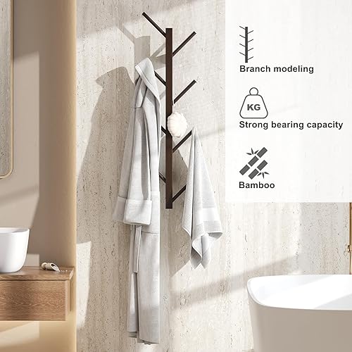 Miniatura 7 de GHWIE Perchero montado en la pared, perchero para pared, árbol de abrigo para ropa, adecuado para sala de estar, dormitorio, entrada, café