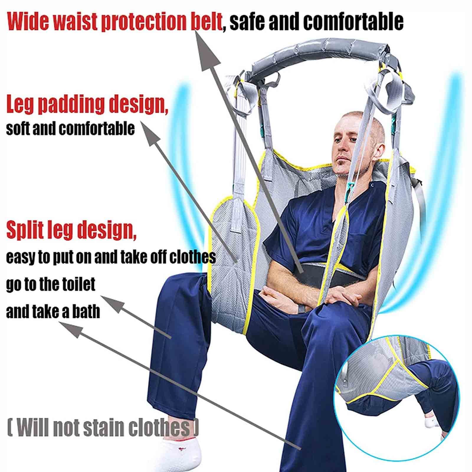 Arnes Grúa de Paciente, Cinturón de Transferencia para Ayuda Enfermos Ancianos y Minusválido, Soporte para la Cabeza+Cinturón de Seguridad de Protección de Cintura, Carga-230kg (Color : S)