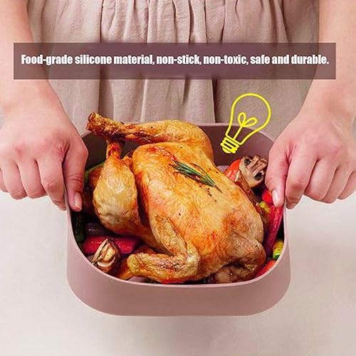 Miniatura 3 de Olla de silicona para freidora de aire, cesta de silicona para freidora de aire, accesorios de repuesto para revestimientos de papel (8.1 x 8.1
