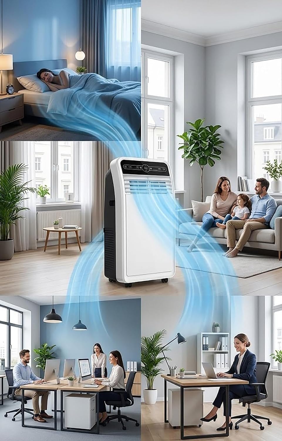 Condizionatore d'Aria Portatile, unità AC Free Standing Senza Installazione, raffreddatore d'ambiente per camere Fino a 40 m², climatizzatore con Tubo di scaric