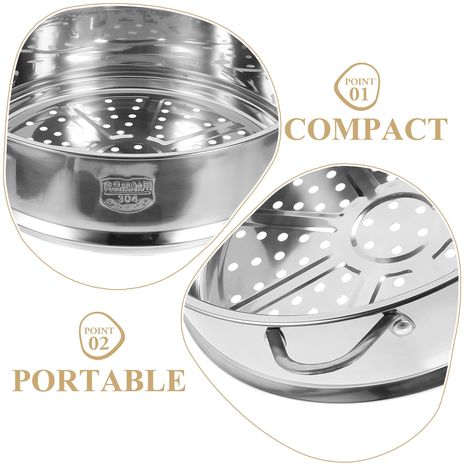 Cestino per cottura a vapore in acciaio inox, inserto per panini alimentari, per cottura a vapore in pentola e cucina (25,4 cm/25,6 cm)