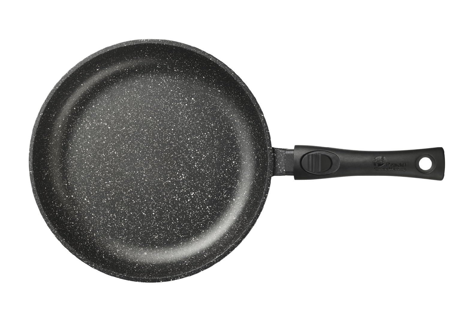 Pradel Excellence - PCUI001003 - Poêle en Fonte d'Aluminium Premium Ø28cm - Revêtement Anti-Adhésif Façon Pierre - Manche Amovible - Tout Feu, Induction, Four, Noir