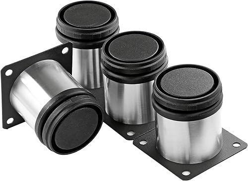 Miniatura 25 de Patas de metal de 2 pulgadas para muebles, patas ajustables de acero inoxidable, patas de metal negro, patas redondas de gabinete para mesa de café