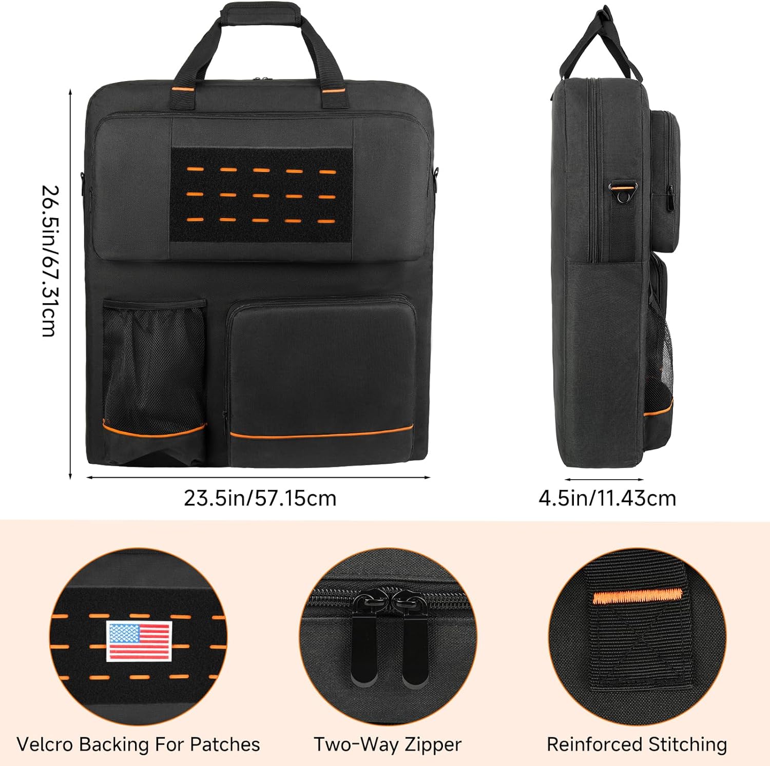 Solar Panel Storage Bag Compatible with Jackery SolarSaga 100/100X/200W & Anker Solix PS100/PS200, Portable Travel Carrying Case with Shoulder Strap & Internal Pockets, Black