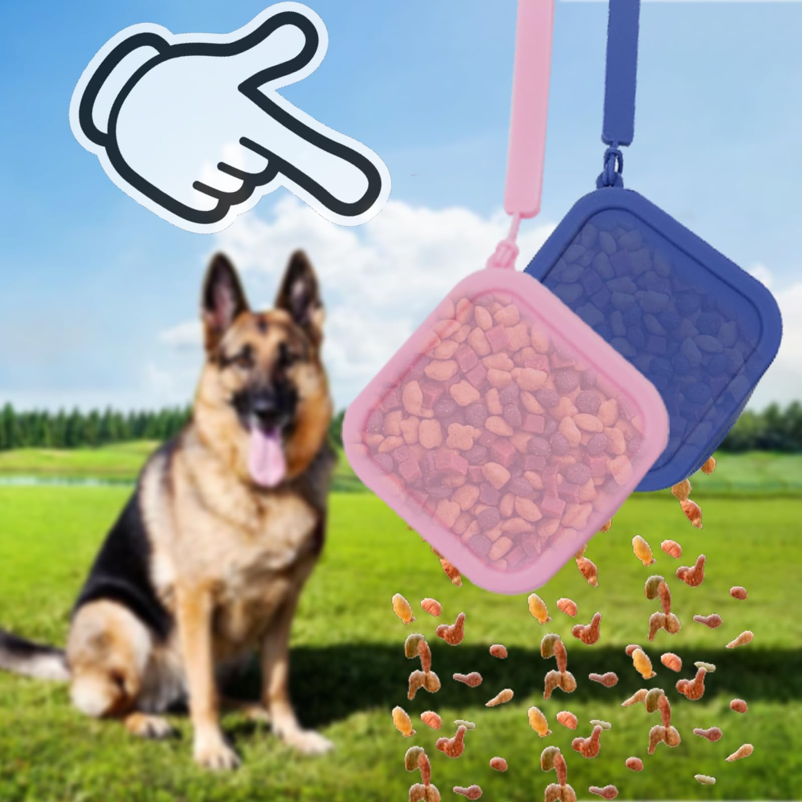 2PCS Custodia in Silicone per Cani, Portatile Porta Premietti per Cani e Gatti, Facile da Pulire, Design con Cerniera, Borsa da Allenamento Portatile, 9 * 9 * 3cm