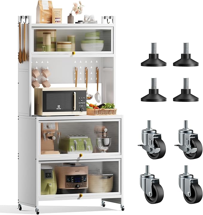 Warmiehomy Kitchen Storage Cabinets, Pantry Cupboard with 5 Tiers ...