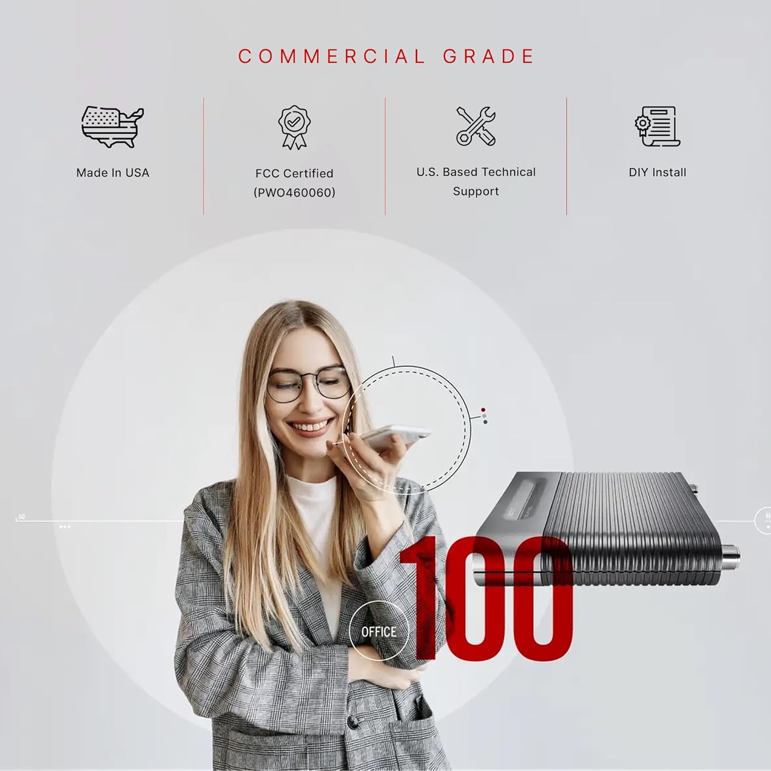 weBoost Metal Building I00 Cell Phone Booster Kit | Yagi/Dome for Semi-Rural Areas | Boosts 5G/4G LTE Up to 8,000 sq ft | for Buildings with Metal Roofs | Supports All U.S. Carriers | FCC Approved