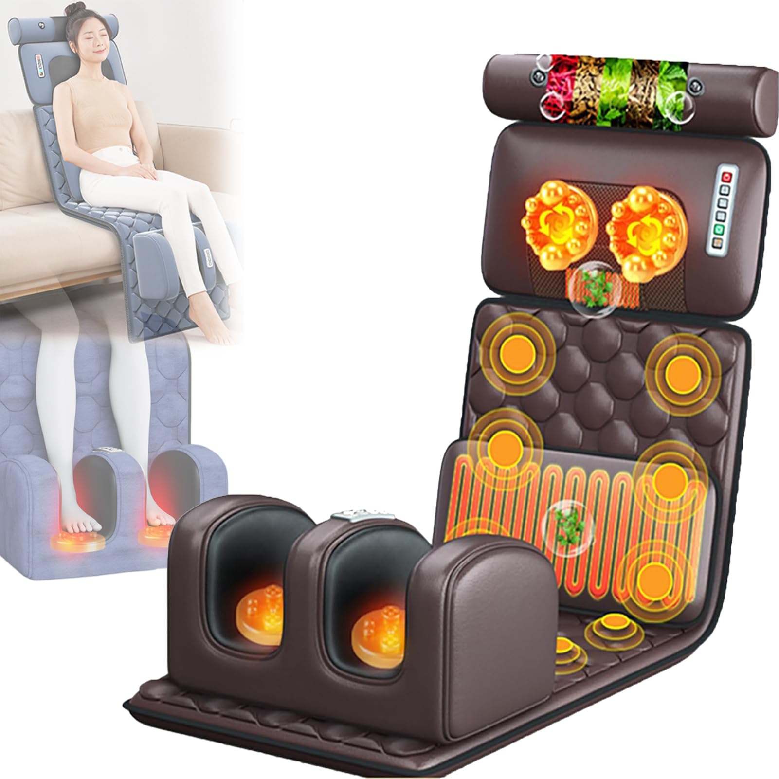 Esterilla de masaje con calor, 10 nodos vibratorios, esterilla de masaje para todo el cuerpo, masajeador de espalda, masajeador de cuerpo completo para cuello, espalda, cintura, piernas, músculos